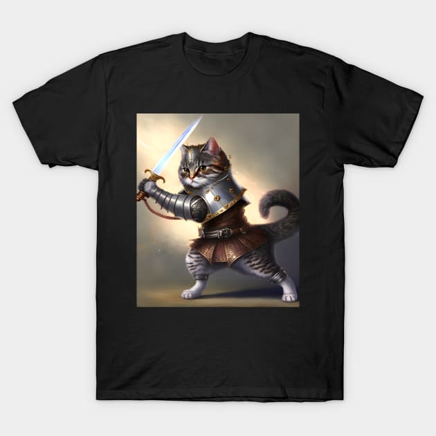 Cat with swords-Brave cat-Cats in Medieval times . T-Shirt by TrvlAstral